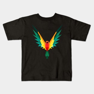 Magnificent Parrot Poly - Colorful Parrot Polygon Design Kids T-Shirt